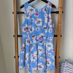 Astr Women's Blue Floral Backless Romper